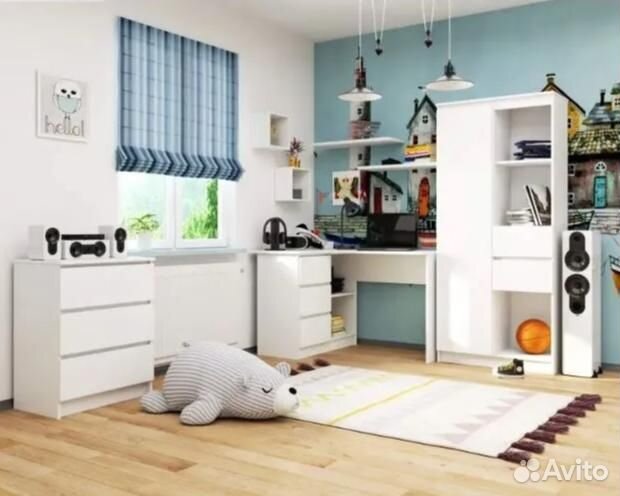 Компьютерный стол угловой с ящиками для школьника