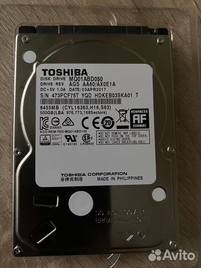 Жесткий диск toshiba 500gb