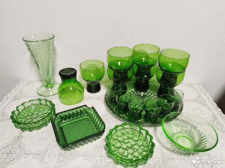 Посуда зеленое стекло