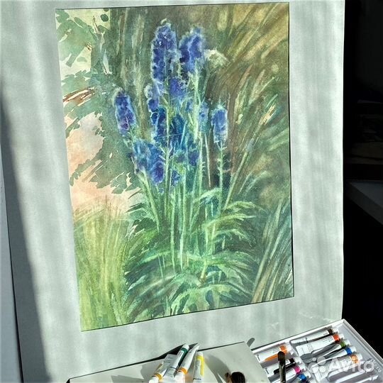 Картина акварелью Цветы для интерьера