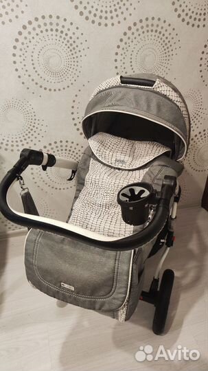 Коляска adamex Barletta 3 в 1 серо-белая