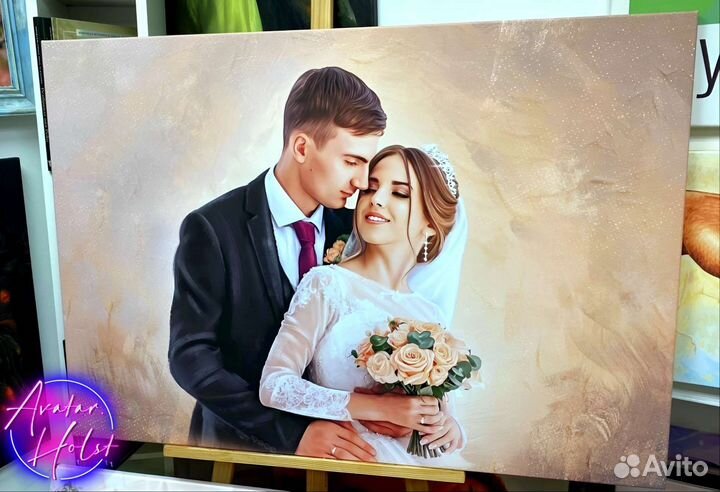 Портрет по фото на холсте Москва быстро и красиво