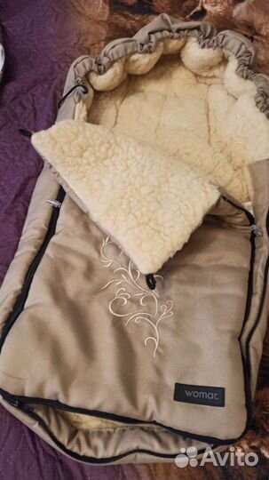 Зимний конверт в коляску на натуральной овчине