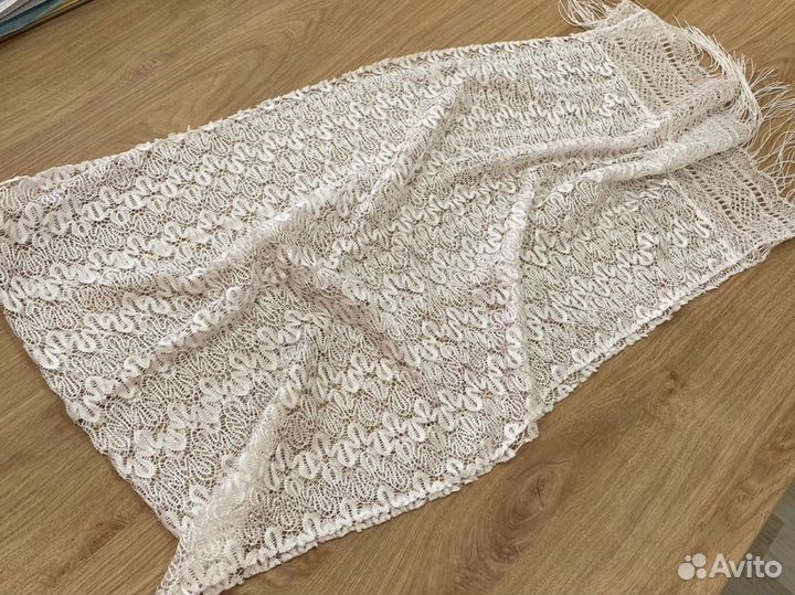 Платок ажурный для невесты белый шарф женский