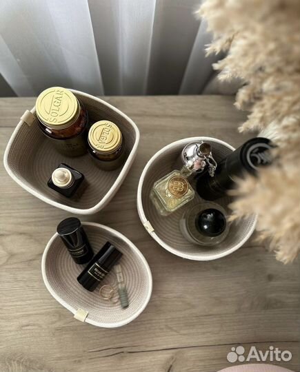 Набор корзинок для хранения из хлопкового шнура