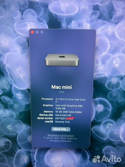 Продам Mac mini 2018, i7 3.2, 16 GB, 250 GB