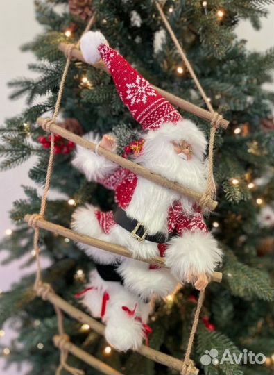Подвесное украшение Санта Клаус на лестнице