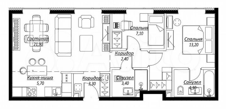 Квартира-студия, 61,3 м², 6/16 эт.