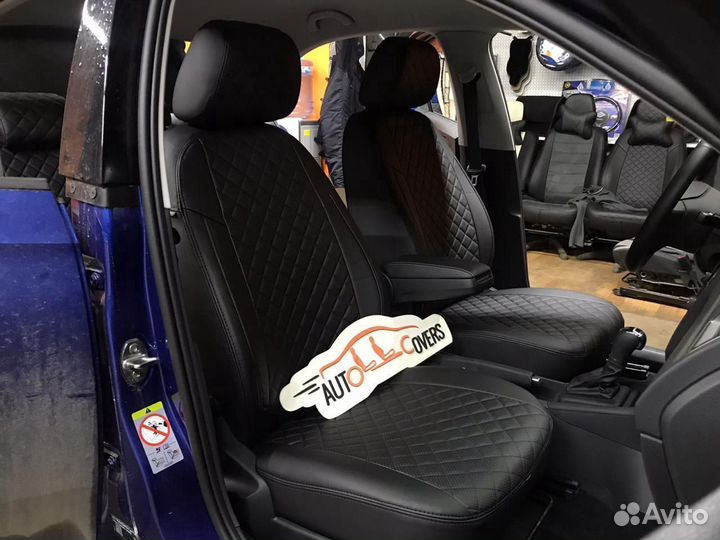 Чехлы на Шкода Рапид из Экокожи Ромб Автопилот