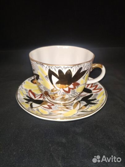 Чайная кофейная пара лфз Золотые ромашки