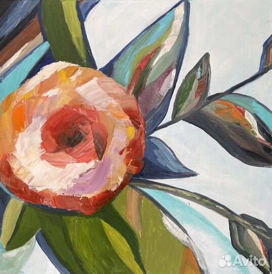 Интерьерная карина маслом. Красные цветы