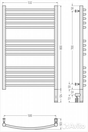 Сунержа Богема 3.0 выгнутая 800х500 мэм правый Шам