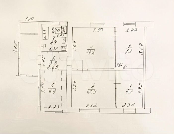4-к. квартира, 58,6 м², 1/1 эт.