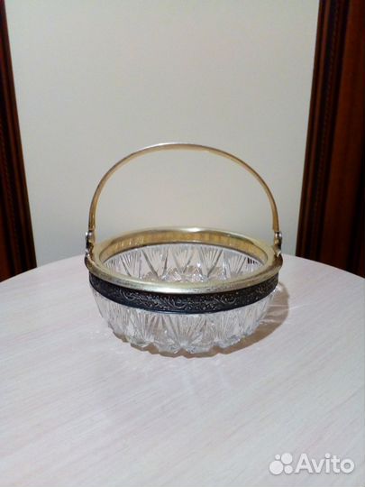 Конфетница, хрусталь + серебро