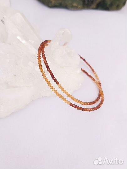 Бусы из натурального спессартина