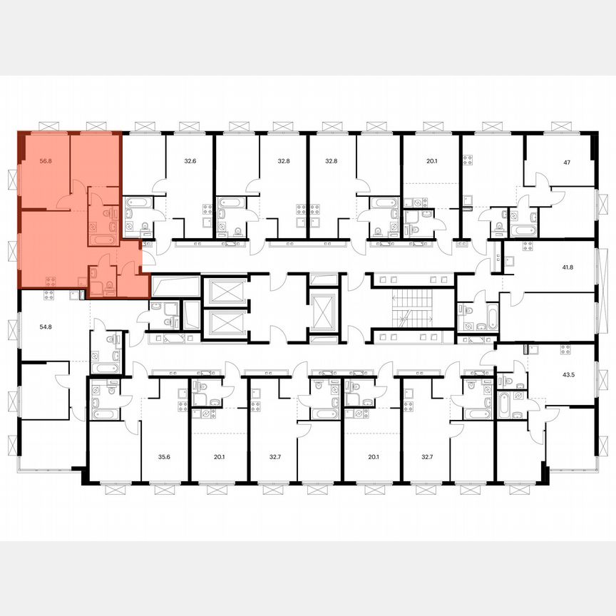 2-к. квартира, 56,8 м², 19/19 эт.