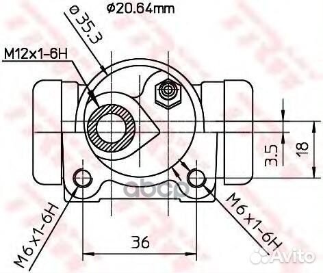 Рабочий тормозной цилиндр 20,6 mm L BWF166 TRW