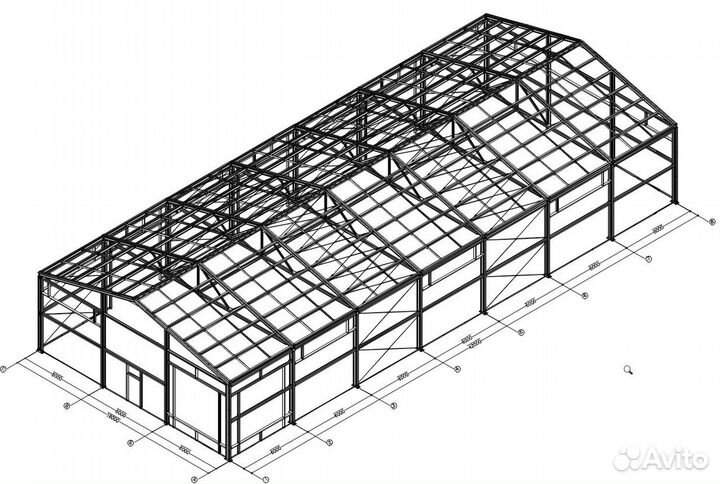 Ангар 12х24х6 металлокаркас (288м²)