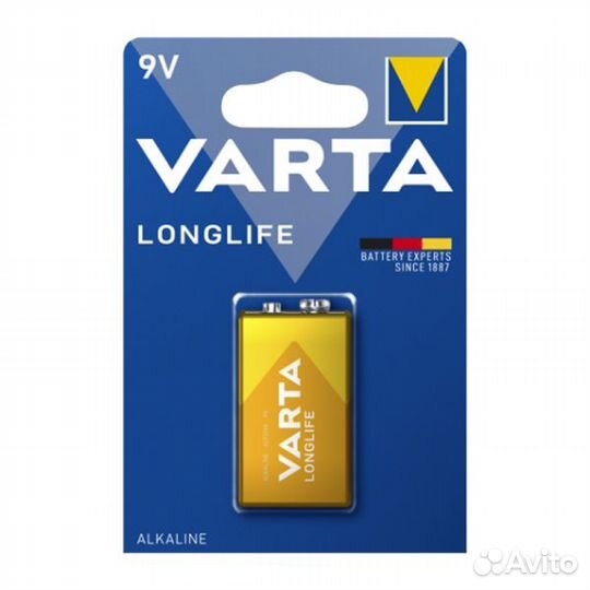 Батарейка алкалиновая Varta LongLife, 6LR61-1BL, 9