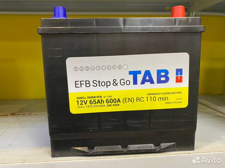Аккумулятор TAB EFB 65 обратной полярности