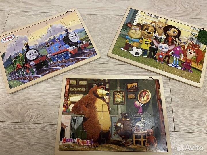 Большие деревянные пазлы 3шт (за все)