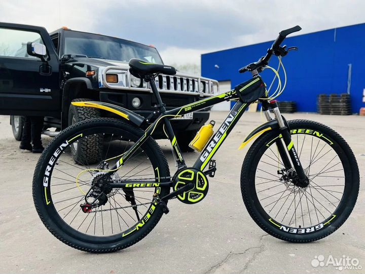 Скоростной велосипед Черно-зеленый новый