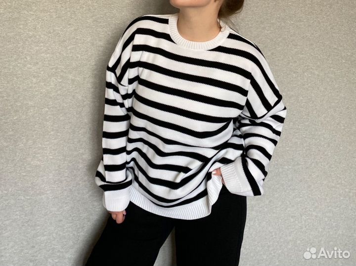 Кофта джемпер в полоску оверсайз