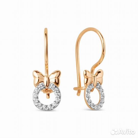 Золотые золотые серьги детские из красного золота