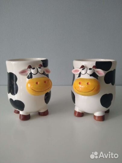 Посуда. Керамика. Кружки-коровки. Для чая и какао