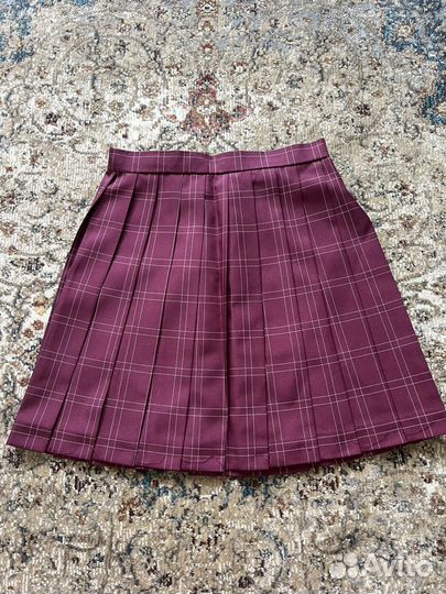 Бордовая клетчатая юбка размер S 42