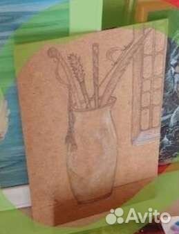 Картина/ хендмэйд/Елка+ игрушки ящик