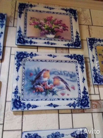 Фарфоровая картина гжель,панно,авторские
