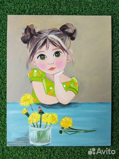 Картина на холсте Девочка с одуванчиками