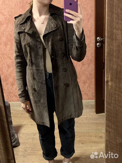 Пальто nafnaf из натуральной кожи