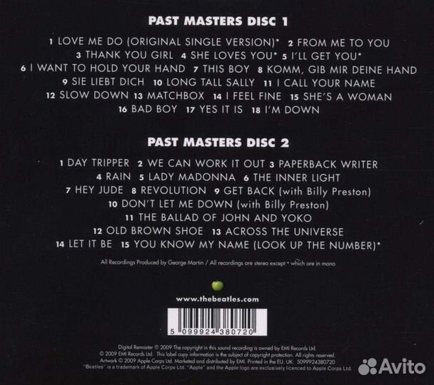 The Beatles - Past Masters: Volumes 1 & 2 (Stereo