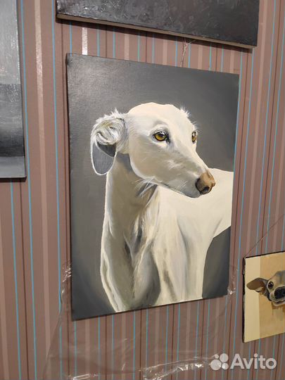 Картина маслом борзая