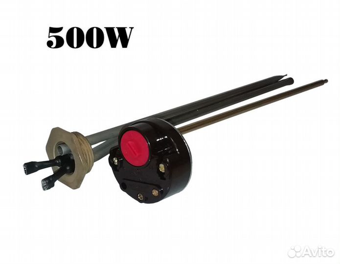 Тэн с термостатом для батарей 500W, левая резьба