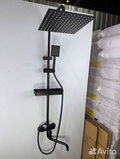 Душевая система 3 в 1 с дилнным краном черная