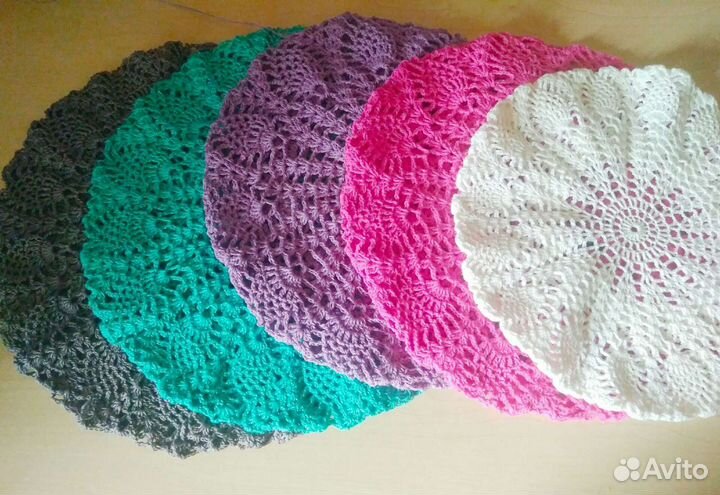 Ажурная панамка и беретка из 100хлопка