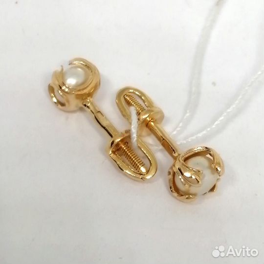 Серьги / 1,31г / Золото585 / фианиты круглые