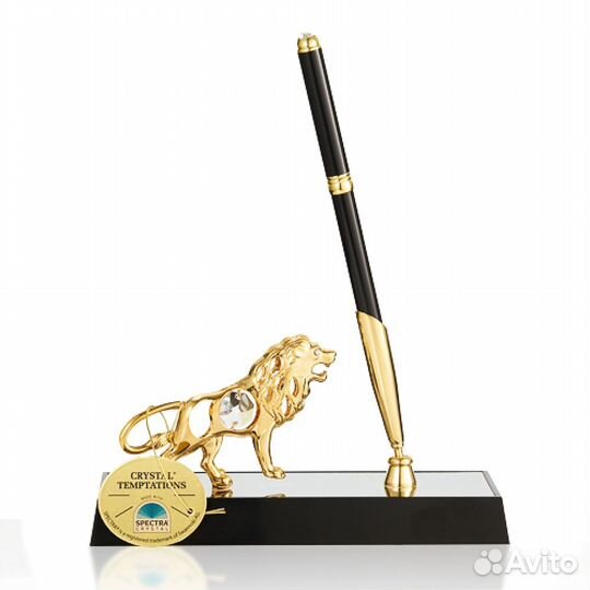 Настольный набор Лев + ручка с хрусталиками Swarov