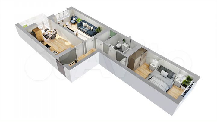 2-к. квартира, 68,9 м², 6/8 эт.