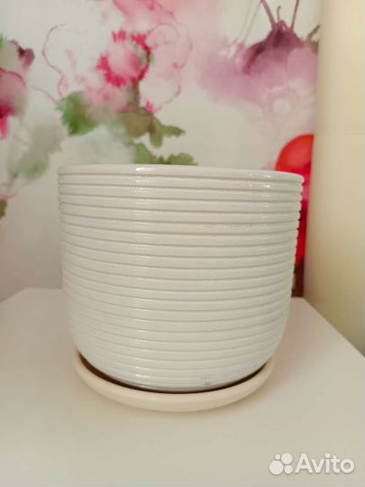 Горшок керамический белый