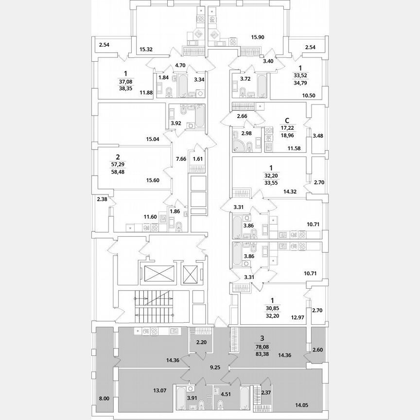 3-к. квартира, 83,4 м², 8/16 эт.
