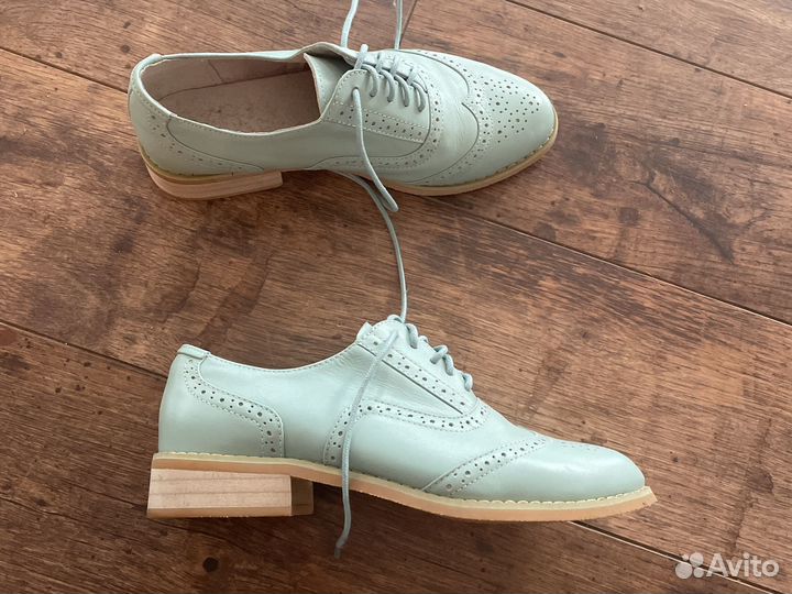 Ботинки мятного цвета кожа весенние летние