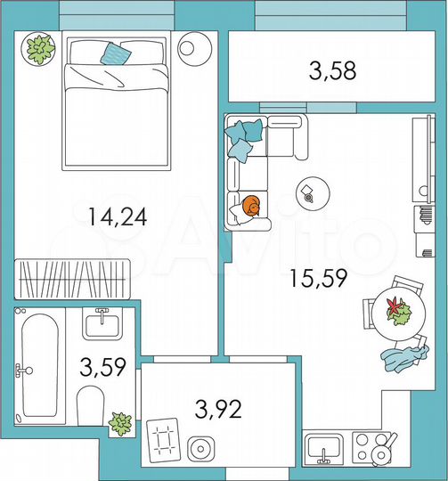 1-к. квартира, 36,5 м², 8/8 эт.