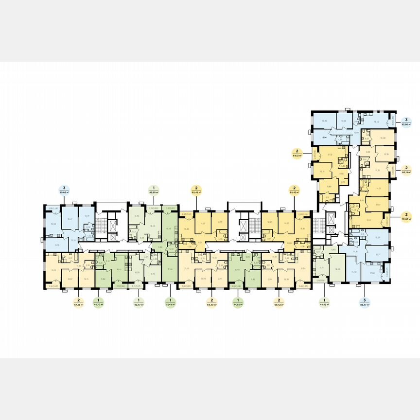 2-к. квартира, 69,9 м², 16/19 эт.