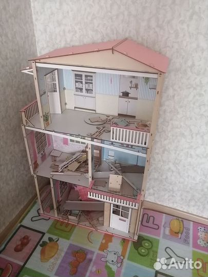 Кукольный домик для барби с мебелью