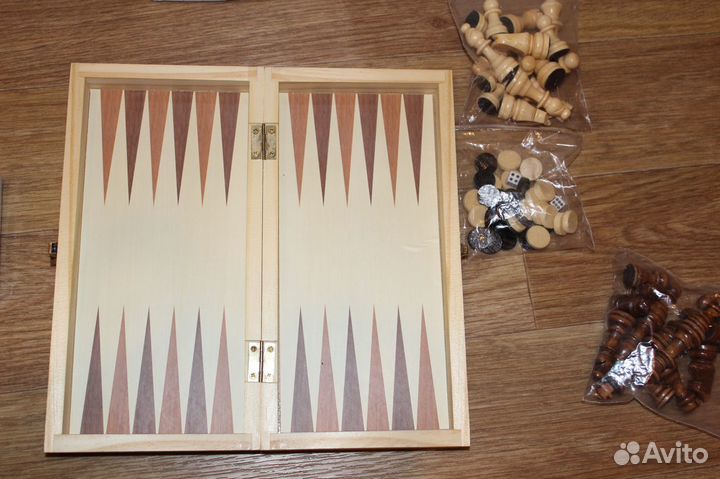 Шахматы 3 в 1 вкл шашки и нарды резные дерево