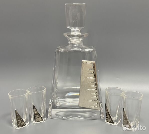 Набор Штоф И Рюмки Стекло Серебро